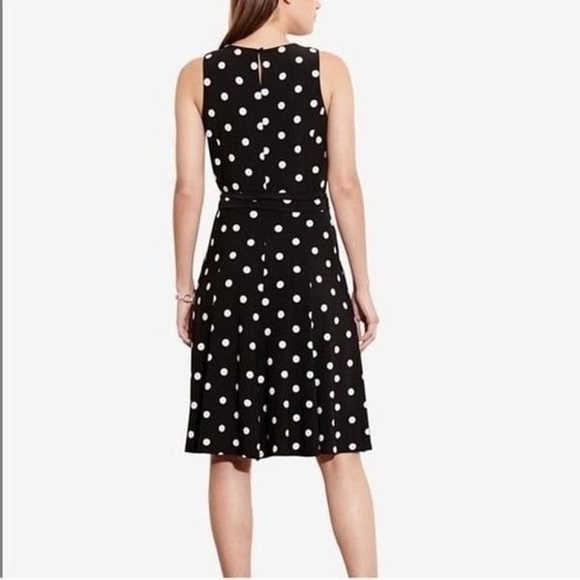 LAUREN RALPH Lauren Size 14 Brown,White Polkadot MIDI Dress.Pit 2 P.20”L.48”W.16 - Picture 2 of 7